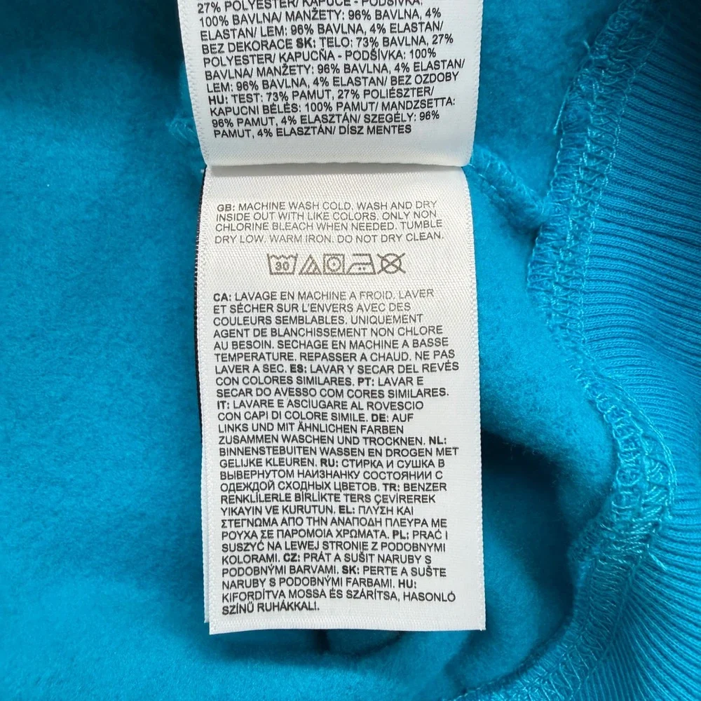 The North Face Mens XL‎ Blue Circular Design Pullover Hoodie Logo Sweatshirt